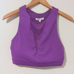 New Casa Zeta-Jones Purple Mesh Padded Racerback Yoga Dance Bra Top sz Small